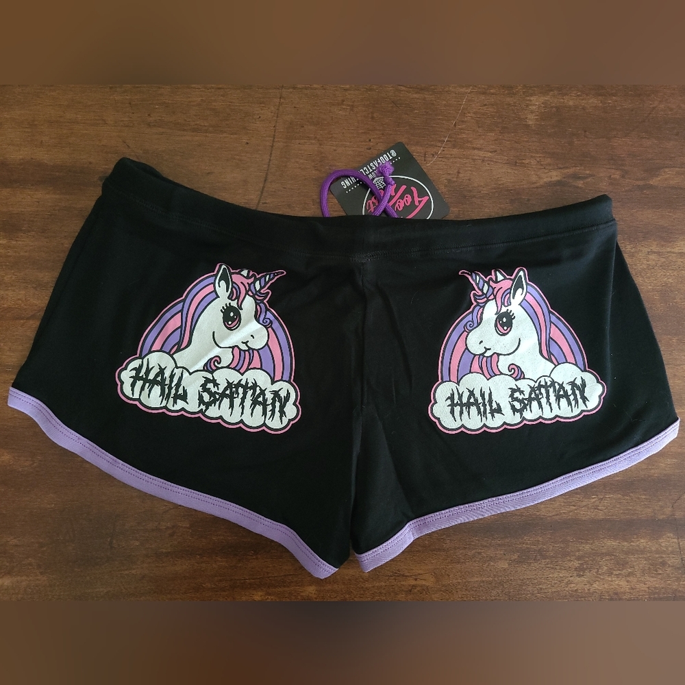 Too Fast Hail Satan Unicorn Booty Shorts 2X